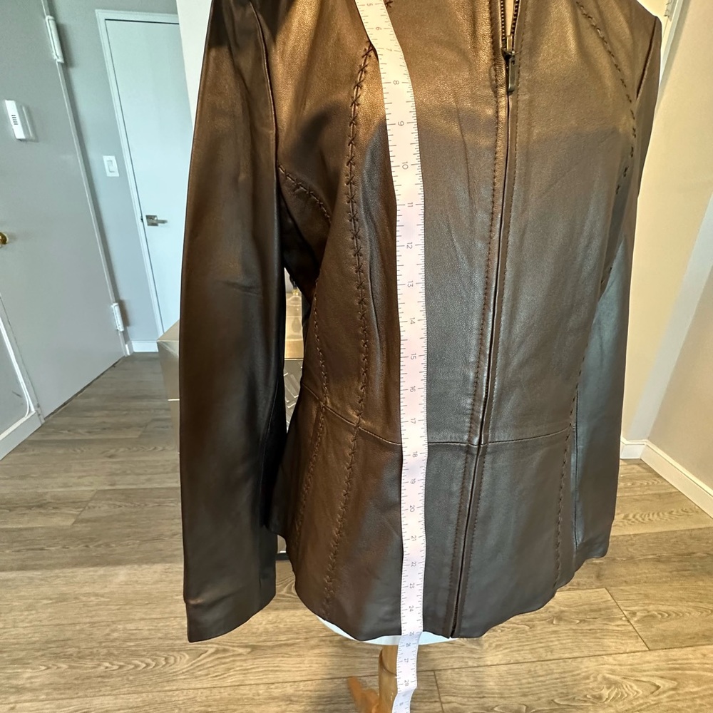 Coldwater Creek Bronze Metallic 100% Leather Jacket NWOT - Picture 7 of 7